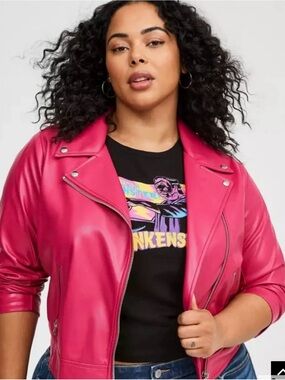 torrid Hot Pink Faux Leather Moto Jacket